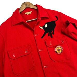 Vintage Boy Scouts Of America Philmont Training Center Wool Jacket Red Sz L (44)